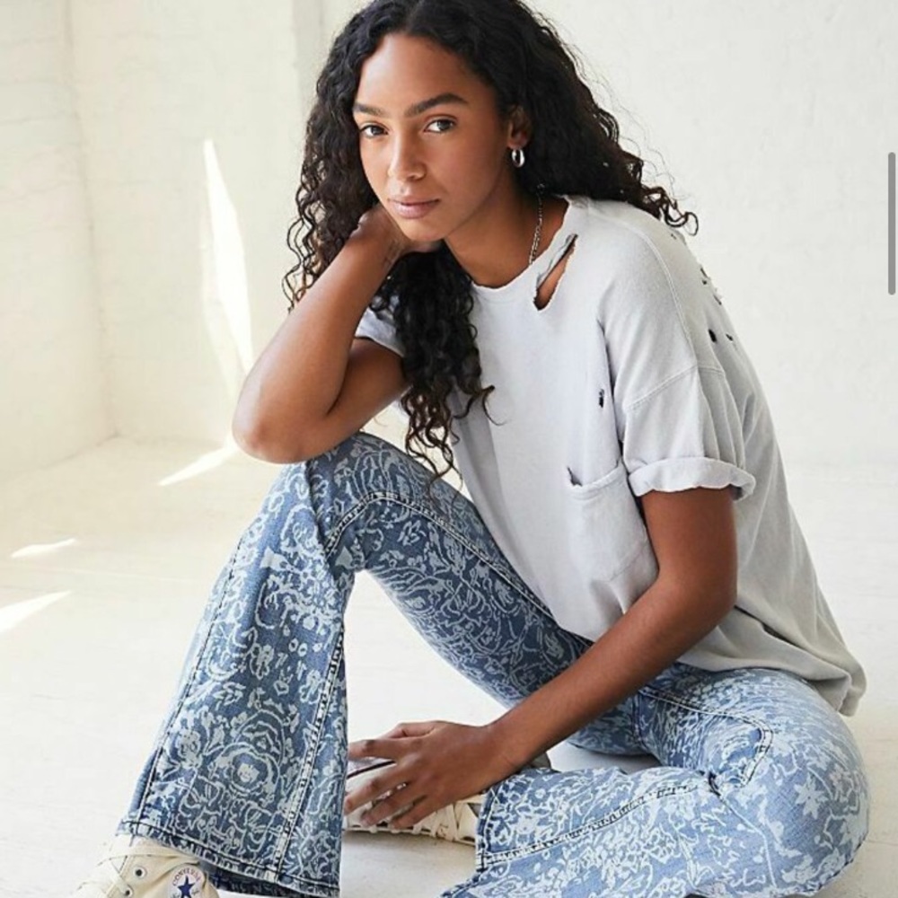 Free People Dream Lover Paisley Flair Jeans! - Picture 2 of 5